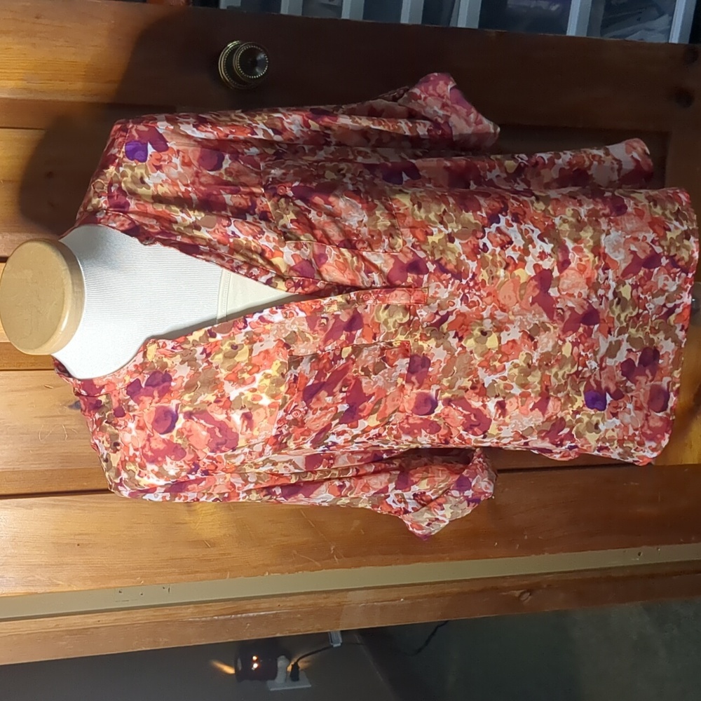 DENVER HAYES* 2X long sleeve roll tab 2pkt silk like tunic attached cami tunic